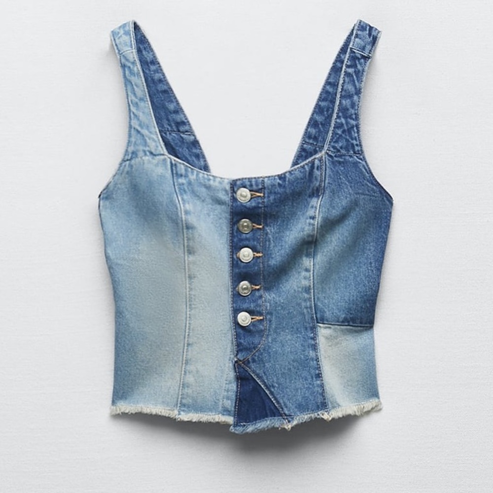 Zara Patchwork Denim Top